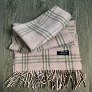 Burberry Plaid Pink Cashmere Scarf with fringe